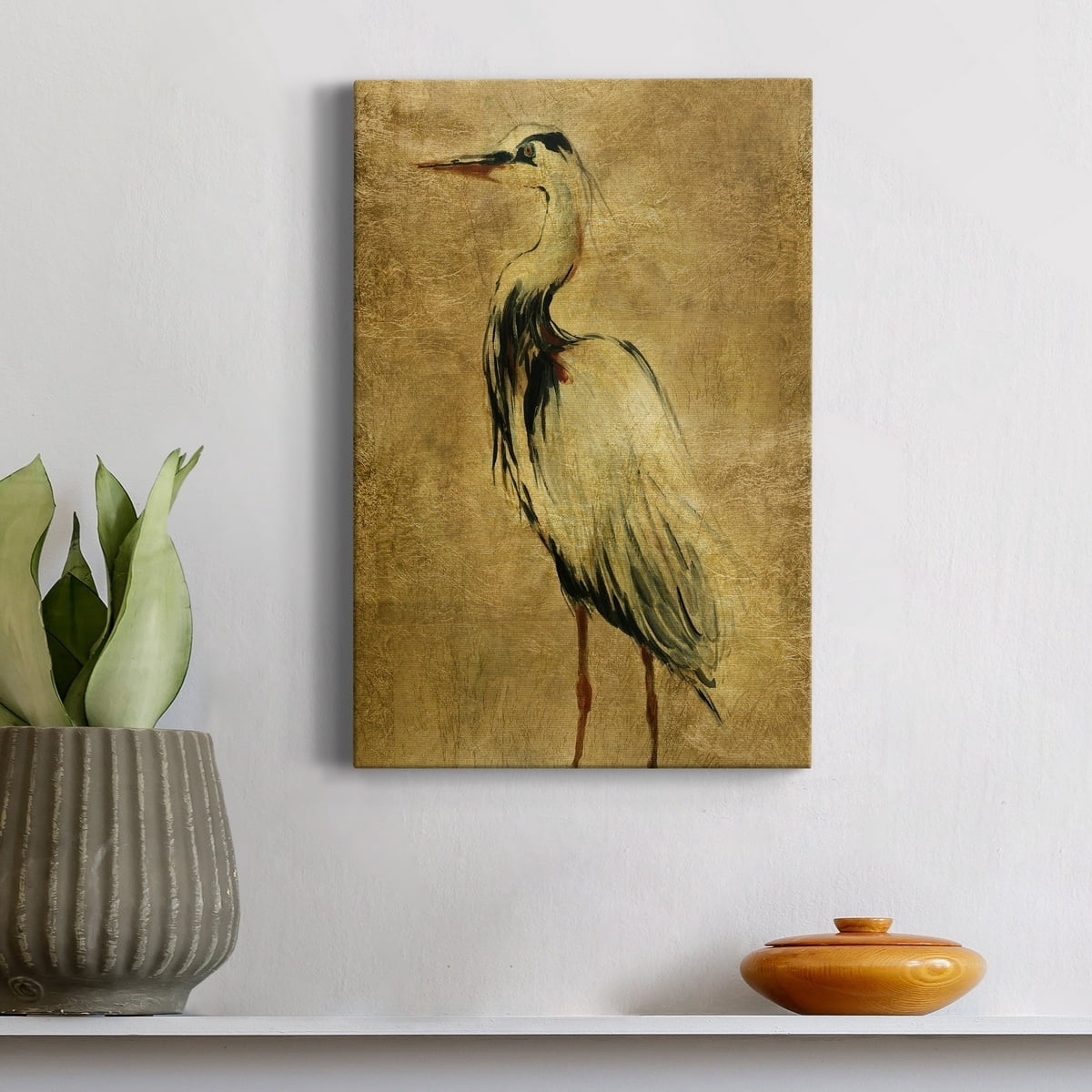 Gold Crane at Dusk II Premium Gallery Wrapped Canvas - Ready to Hang - 12 x 18