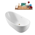 thumbnail image 3 of 62" Streamline N590BBR Soaking Freestanding Tub and Tray With Internal Drain in Brushed Brass, 3 of 7
