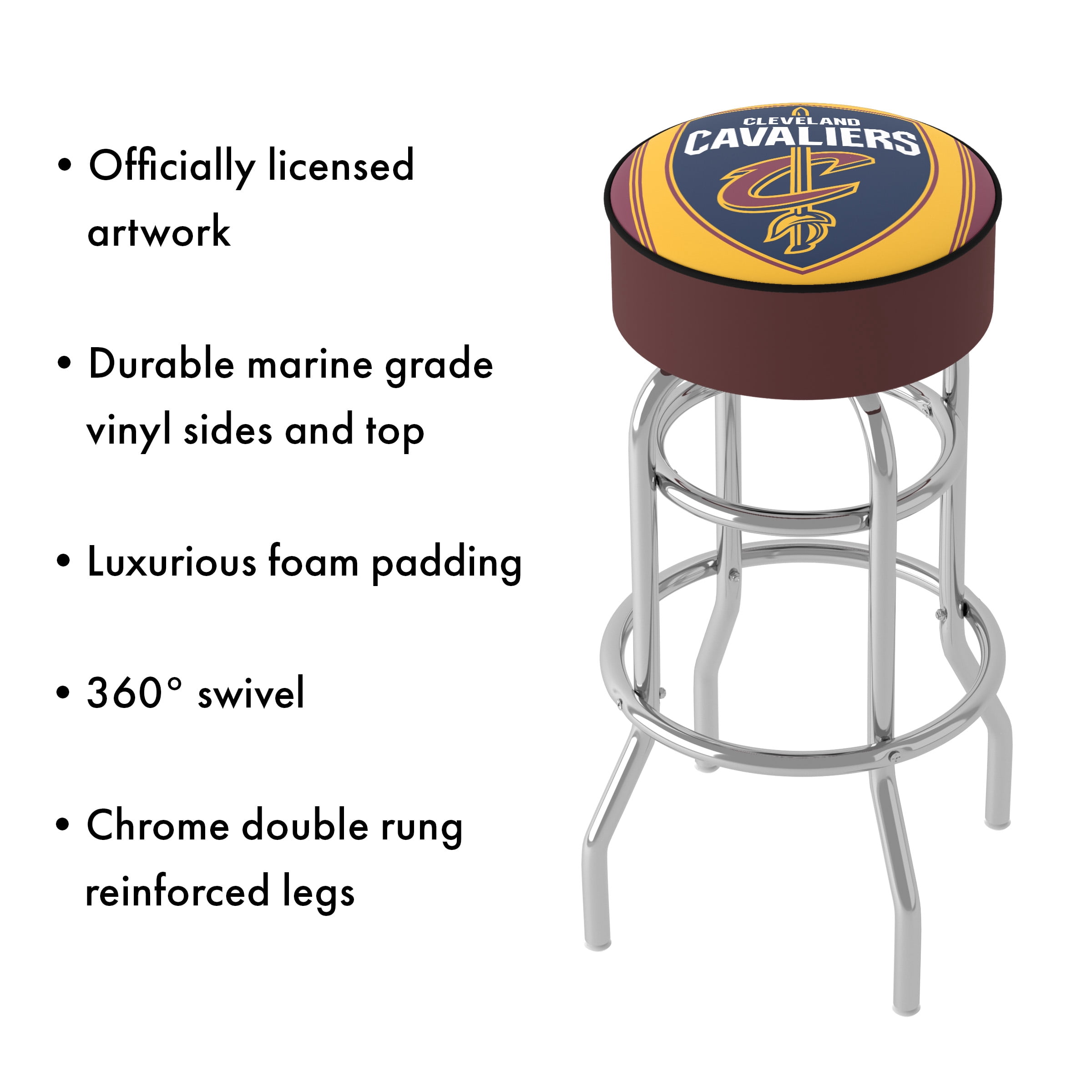 Trademark Gameroom Cleveland Cavaliers Logo Bar Stool with Padded Seat