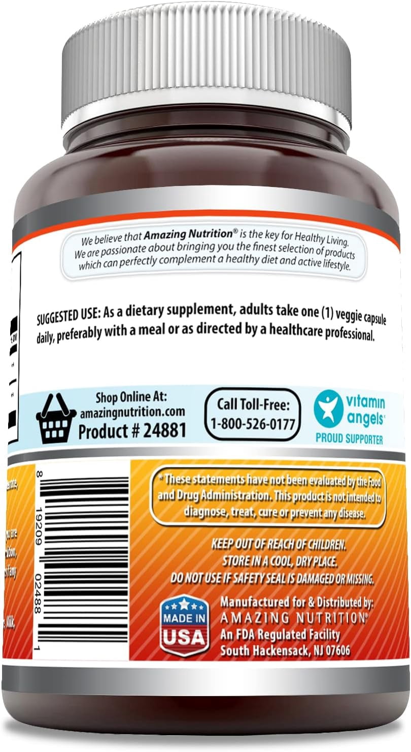 Amazing Formulas Quercetin Berberine 500mg Per Serving 180 Veggie Capsules Supplement | 250mg Quercetin & 250mg Berberine | Non-GMO | Gluten Free | Ideal for Vegetarians