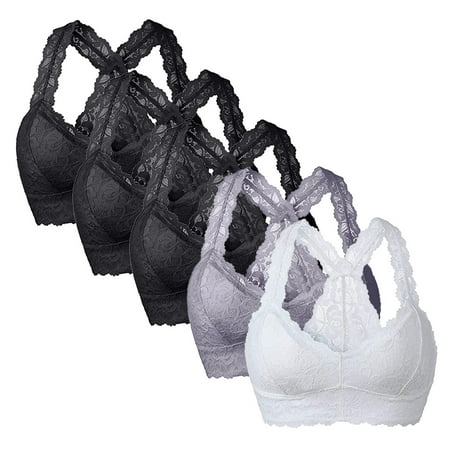 

TAIAOJING New Women s Plus Size 5Pc Vest Crop Wire Free Bra V Neck Comfort Bralette Bras