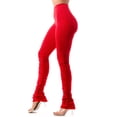 thumbnail image 5 of Women's Made in USA Comfortable Stretch High Waist Stacked Bottom Leggings Pants (Red, Medium)…, 5 of 5