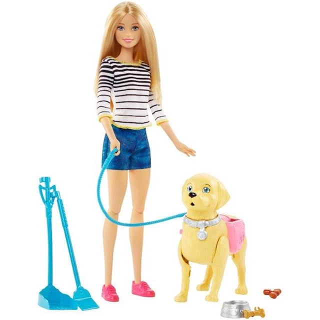 Barbie Dog Walker & Potty Pup with Blonde Doll