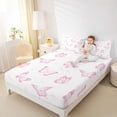 thumbnail image 4 of jejeloiu Kawaii Cartoon Butterflies Twin Sheet Set (3-Piece) Flying Animal Pink White Cozy Decor For Girls Teens, 4 of 7