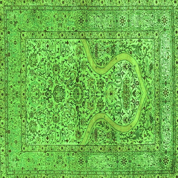 Ahgly Company Indoor Square Persian Green Traditional Area Rugs, 3' Square