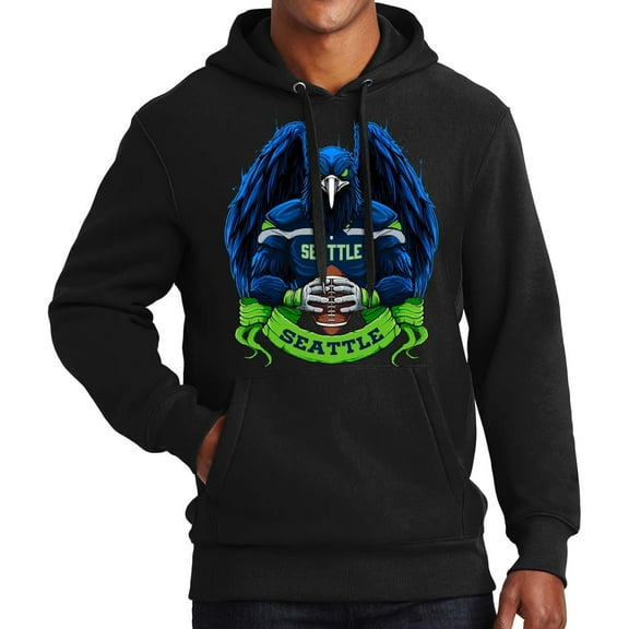 Game Garment Football Team Sports Fan Mens Hoodies Hooded Sweatshirt - Seattle Hoodie Black XS-3XL