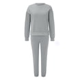 thumbnail image 1 of Gibobby Conjunto de Pantalones para Mujer Conjunto de cuello redondo de Color sólido a la de otoño e invierno para mujer, conjunto de suéter con pantalones la(Gris,M), 1 of 5