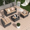 thumbnail image 5 of MRUAKA 5 Pieces Patio Conversation Set, Outdoor Sectional PE Rattan Wicker Furniture Seat,Khaki, 5 of 6