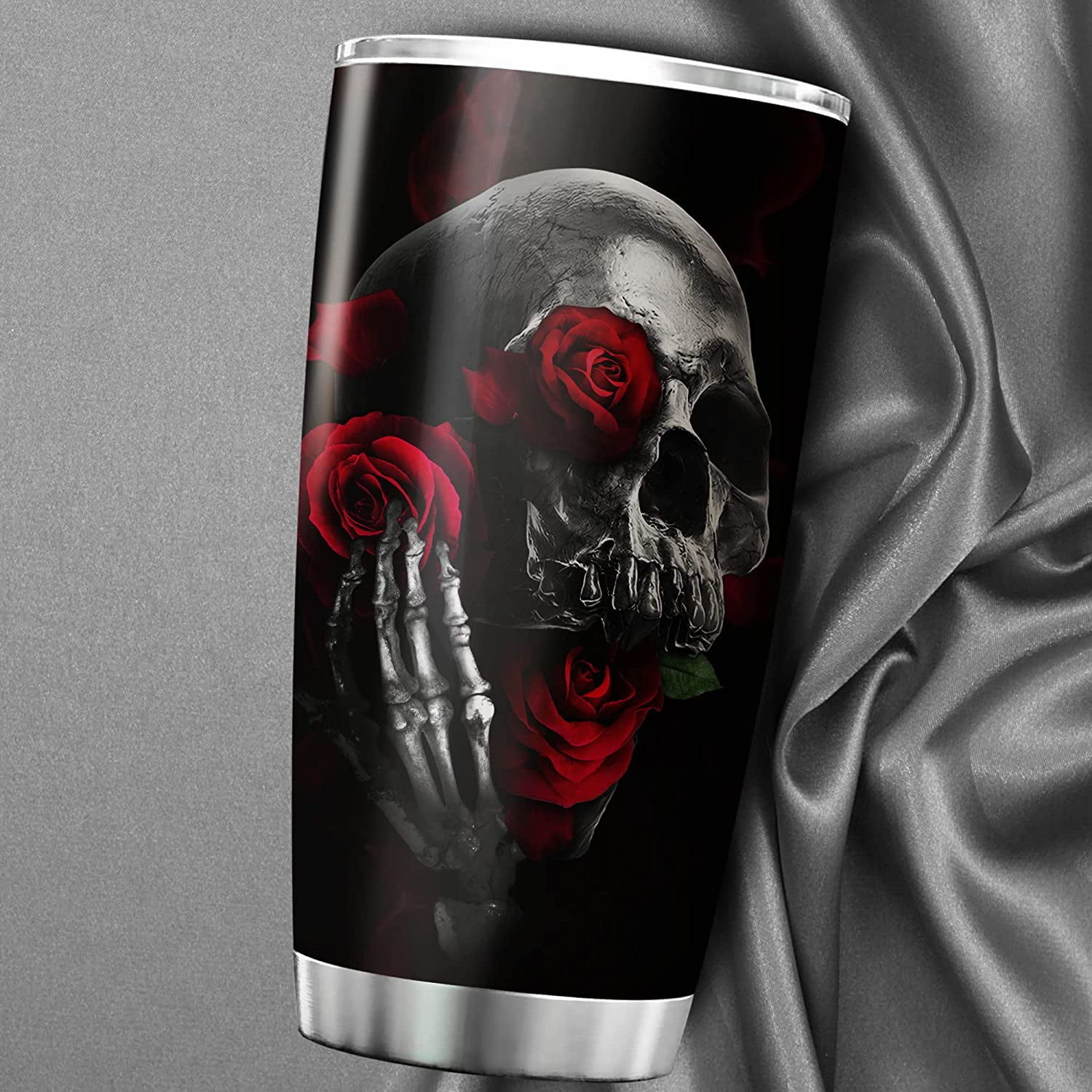 Trailblazers 20oz Skull Tumbler with Lid and Straw