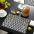 thumbnail image 4 of Black White Geometric Checkered Pattern Summer Placemats Table Placemats Set Of 4-Linen Kitchen Washable Placemats Table Mats 11.8"x17.7" Non-Slip Heat Resistant, 4 of 6