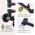 thumbnail image 7 of WOWOW Brass Wall Mounted Pot Filler Faucet with Double Joint Swing Arms, Commercial Kitchen Pot Faucet in Brushed Black, 7 of 7