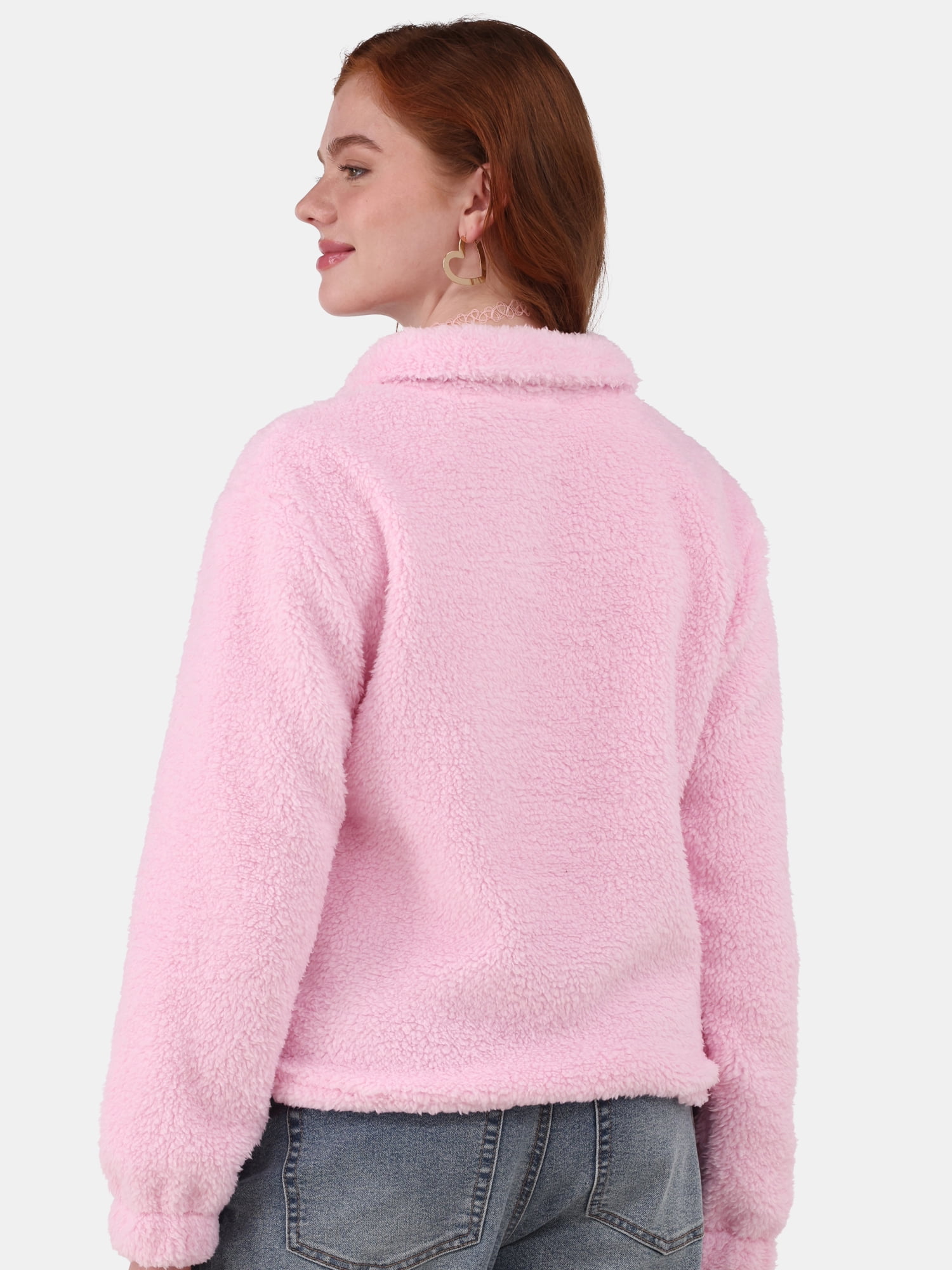 No Boundaries Half Zip Plush Pullover with Pockets, Women's and Women's Plus