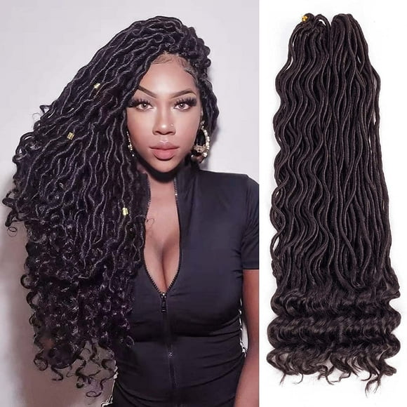6 Packs Goddess Locs Crochet Hair Wavy Curly Faux Locs Crochet Braids Synthetic Hair Extensions Crochet Locs Low Temperature Braiding Hair Deep Wave Braiding Hair With Curly Soft (14" 6 Packs-4)