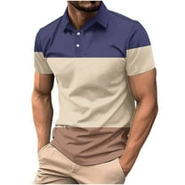 Men's Polo Shirts Short Sleeve 2025 Casual Polo T Shirt Color Block Slim Fit Summer Collared Golf Shirts