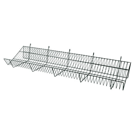 48 x 12 x 6 inch Black Downslope Shelf With 4 Inch Slanted Front Lip - For Wire Grid
