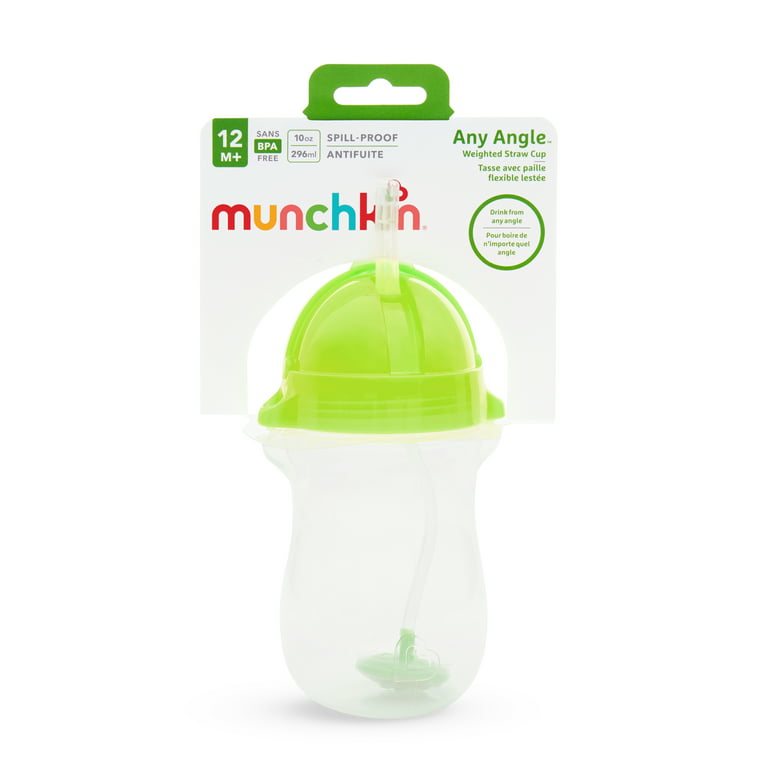 Munchkin® Any Angle™ Weighted Toddler Straw Cup with Click Lock™ Lid, 10  Ounce, Blue/Green, 2 Count (Pack of 1)