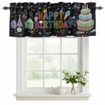 thumbnail image 2 of 2 Pack Valances for Windows, HAPPY BIRTHDAY Window Valances for Living Room/Bedroom/Bathroom, Cartoon Cakes Candles Lines Painted Light Filtering Kitchen Curtain Valance Window Treatment 54"W x18" L, 2 of 9