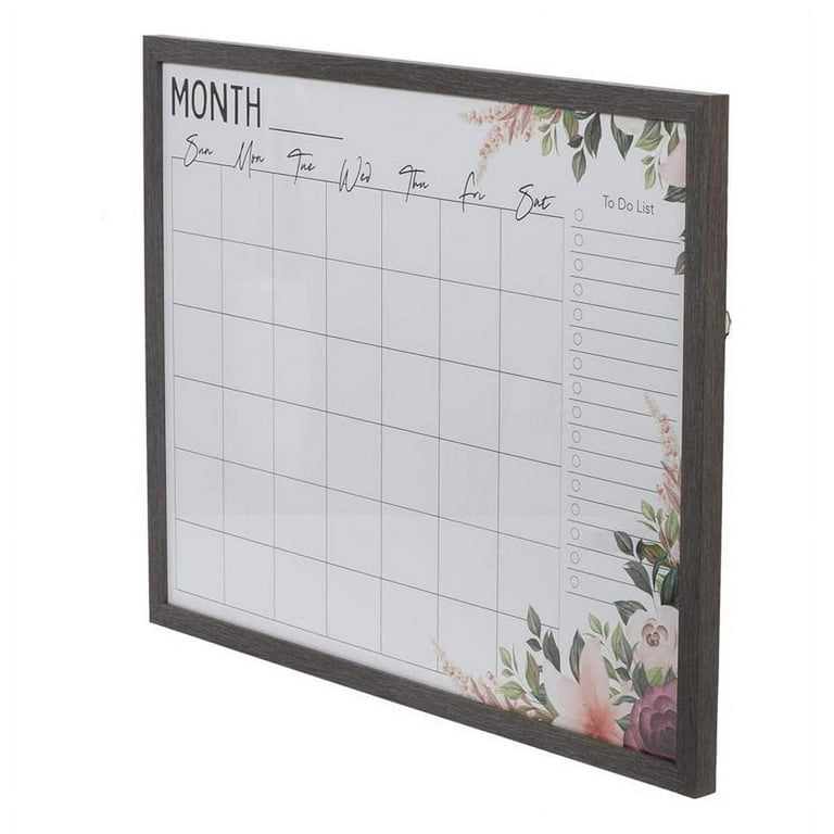 Kiera Grace Glass Dry Erase Whiteboard Calendar With Gray Wood Effect Frame  - Walmart.com