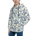 thumbnail image 2 of KLL Unisex Kids Boys Girls Hooded Pocket Pullover Hoodies-Vintage Blue Floral, 2 of 5
