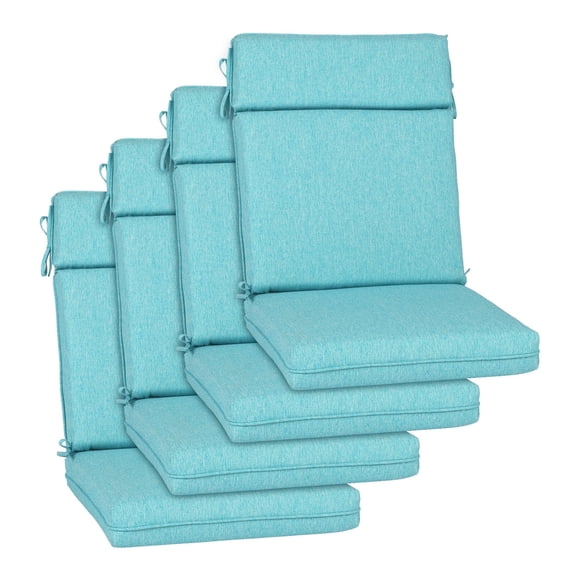 BPS 37" x 20" Aruba Blue Outdoor Dining Chair Cushions, Water Repellent, 4 Count