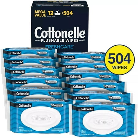 Flushable Cottonelle Wet Wipes 42 Wipes Per Pack (336 Total Wipes) 504 ct Cleaning Toilet Napkin Multicolor