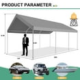 thumbnail image 5 of Hoteel 12'x20' Carport Heavy Duty Galvanized Car Canopy Tents with Powder-Coated Steel Frame, Quick Assembly Steel Shelter with All-Season Tarp for Outdoor Truck Boat Car Port Party Storage, Khaki, 5 of 10