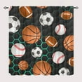 thumbnail image 2 of basketball football Blackout Curtains for Bedroom green Honeycomb Hexagon soccer baseball Thermal Insulated & Light Blocking Window Curtains for Living Room, 2 of 5