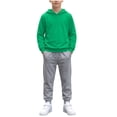 thumbnail image 2 of BRGZLK 2 Piece Outfit for Teen Girls Boys Solid Color Long Sleeve Pullover Hooded Sweatshirt and Jogger Sweatpants Soft Comfort Tracksuit Fall Winter Outfits Green 7-8 Years, 2 of 9