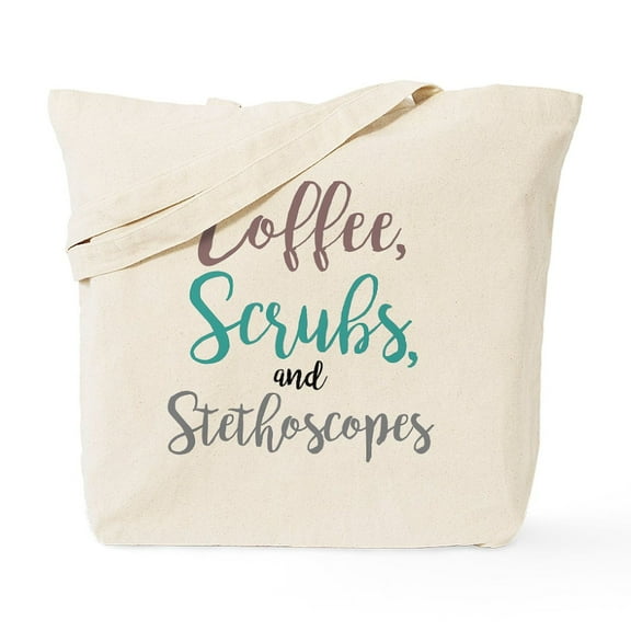 CafePress - Coffee Scrubs And Stethoscopes Tote Bag - Unisex Canvas Tote Bag, Beige, 1-Piece