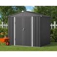 thumbnail image 2 of Asofer 8×6 FT Galvanized Metal Storage Shed, Lockable Double Door, Weatherproof Outdoor Garden Shed, Dark Grey, 2 of 8