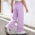 thumbnail image 6 of Krdevn Girls Crinkle Gauze Wide Leg Pants Elastic Waist Casual Summer Kids Solid Trousers,13-14 Years, 6 of 6