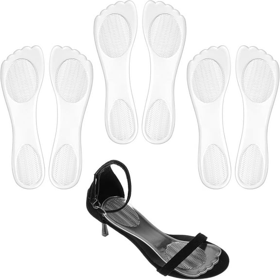 ABPETE Gel Shoe Inserts for Women, Thickened Gel High Heel Cushion Insoles Women, Non-Slip PU Shock-Absorbing 3/4 Clear Gels Insoles, Washable Arch Support Shoe Pads for High Heel, Sandal, Flat Feet