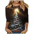 thumbnail image 2 of Elvqul Funny Tops for Women Black Shirts 3/4 Sleeve Christmas Plus Size Vacation Pullover Print Womens Tops, 2 of 5