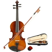 Kepooman 1/8 Acoustic Solid Wood Violin Fiddle Starter Kit with Violin Case and Bow - Brown