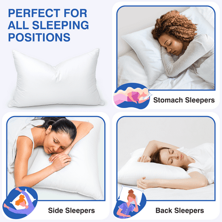 FAPO Goose Feather and Down Pillows Queen Size Set of 2 Luxury Hotel Bed Pillows with Cotton Cover