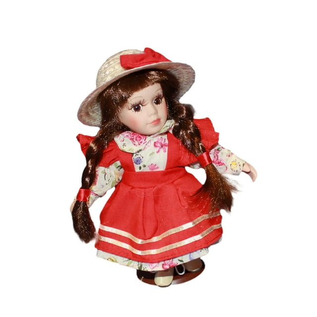 Yinanstore Poupée en Céramique Belle Fabriquée à la Main en Tenue Objets de Collection Modèle Hauteur 20 cm Rouge