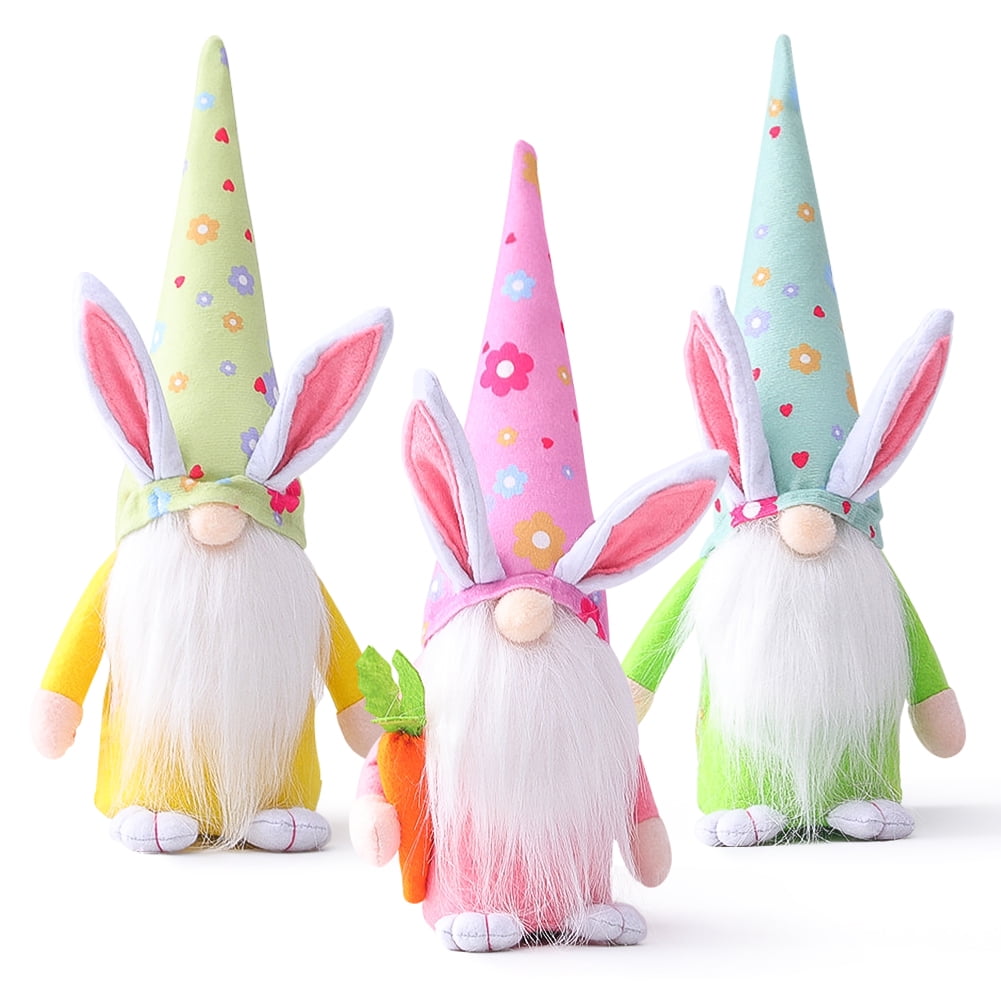 Kepooman 3 Pcs Kids 13" Long Hat Faceless Bunny Doll for Decor Gifts, Multi-color Kepooman 3 Pcs Kids 13" Long Hat Faceless Bunny Doll for Decor Gifts, Multi-color