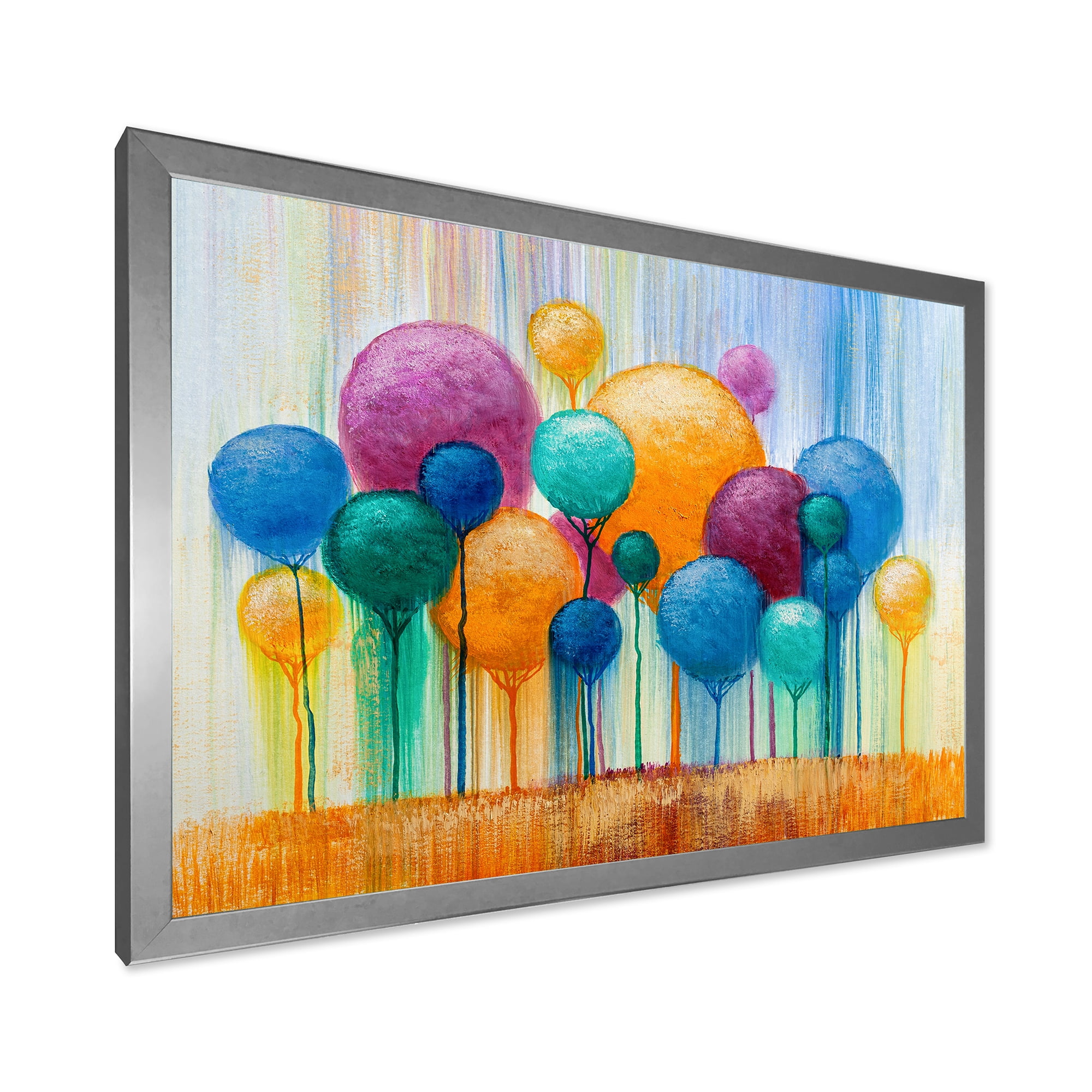 Designart 'Ornamental Colourful Trees IV' Modern Framed Art Print