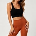 thumbnail image 7 of Womens Yoga Sports Bras Stretch Athletic Ribbed Tank Top Bralettes Scoop Neck Wireless Push Up Bra 30BC, Black, 7 of 7