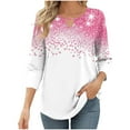 thumbnail image 2 of 3/4 Length Sleeve Womens Tops Keyhole Crewneck Shirts Business Dressy Casual Tunic Blouses Summer Basic Tees, 2 of 6