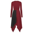thumbnail image 4 of Alvivi Womens Long Sleeve Metallic Liturgical Praise Dance Dress Church Worship Lyrical Costume Black&Burgundy L, 4 of 7