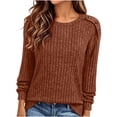 thumbnail image 2 of ClodeEU Women's Crewneck Long Sleeve Blouse Top,Casual Loose Solid Color Pullover ,Women's Plus L, 2 of 8