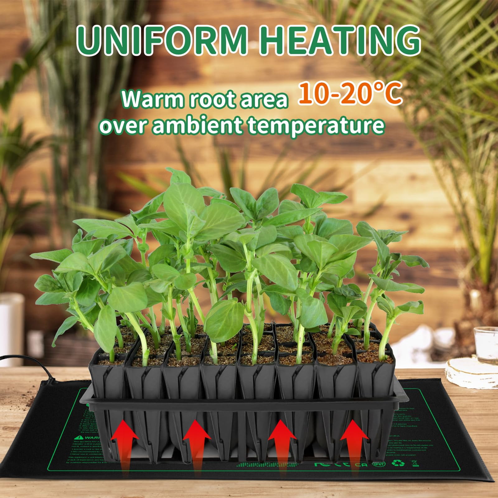 Seedling Heat mat,Hydroponic Heating Pad,Warm Hydroponic Mvr1 Heating Pad for Plant Greenhouse Incubator,Seed Germination Heating Mat 10 x 20.75 Inch