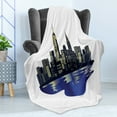 thumbnail image 4 of NYC Soft Flannel Fleece Throw Blanket, Modernistic Metropolitan City Skyline New York Night Skyscrapers Theme Empire State, Cozy Plush for Indoor and Outdoor Use, 50" x 70", Multicolor, by Ambesonne, 4 of 5