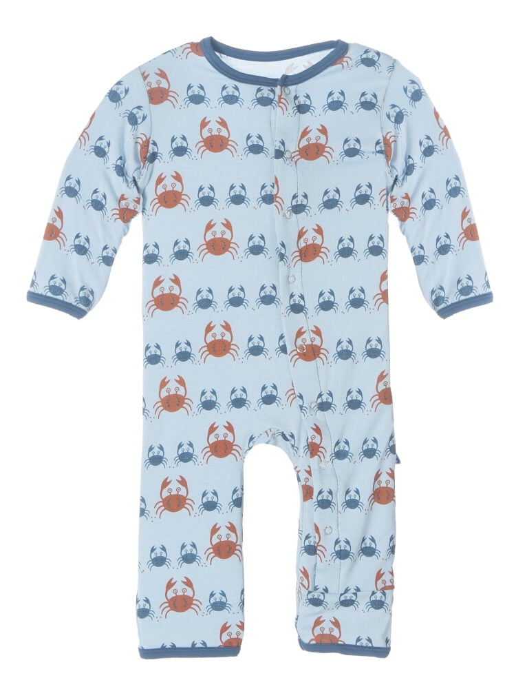KicKee Pants KicKee Pants Baby Boys Fitted Coverall Pond Crabbies