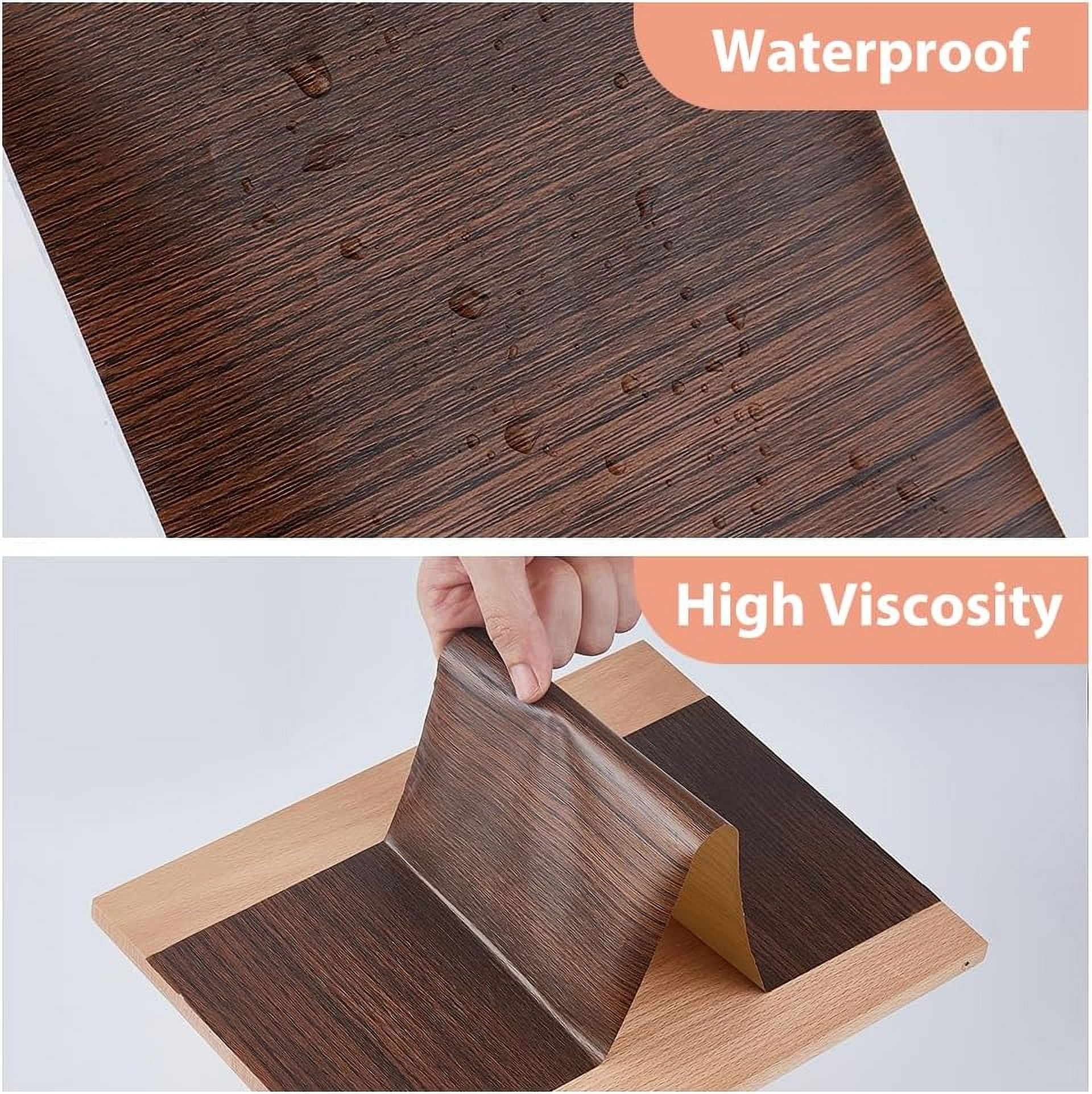 Walnut Grain Waterproof Table Cabinet Decal 10m/32.8ft Length Contact Paper Walnut Texture Vinyl Decorative Film 40cm Wide Matte Thickened Self-Adhesive Wallpaper Air Guide Design Brown