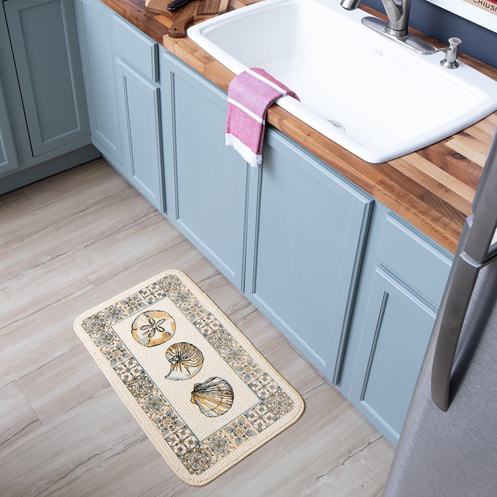 Mainstays Natures Trend Coastal Sea Life Indoor Kitchen Rug, Blue, 18