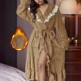 thumbnail image 2 of Ccpelsie Womens Robe Plush Fleece Long Bath Robe for Women Fluffy Soft Women's Fall Winter Bathrobe with Pockets(Khaki,M), 2 of 9