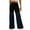 Black, variant on ZQUUVOU Women's Wide Leg Pants Slim Knitted Denim Patchwork Elastic Waist Wide Leg Casual Pants Temperament Pants Black