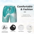 thumbnail image 3 of Yiaed Teal Turquoise 1 Print Mens Swim Trunks Bathing Suit Compression Liner Beach Swim Shorts Swimwear Quick Dry Zipper Pocket No-Chafing Board Short-XX-Large, 3 of 6